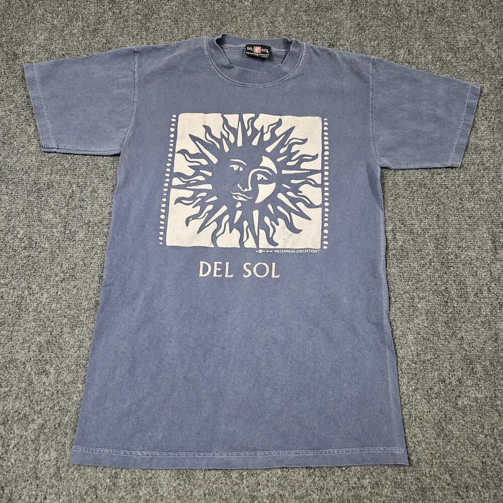 Y2K Del Sol Color Changing Tshirt Small Sun Powered Apparel Blue‎ 1999 VTG